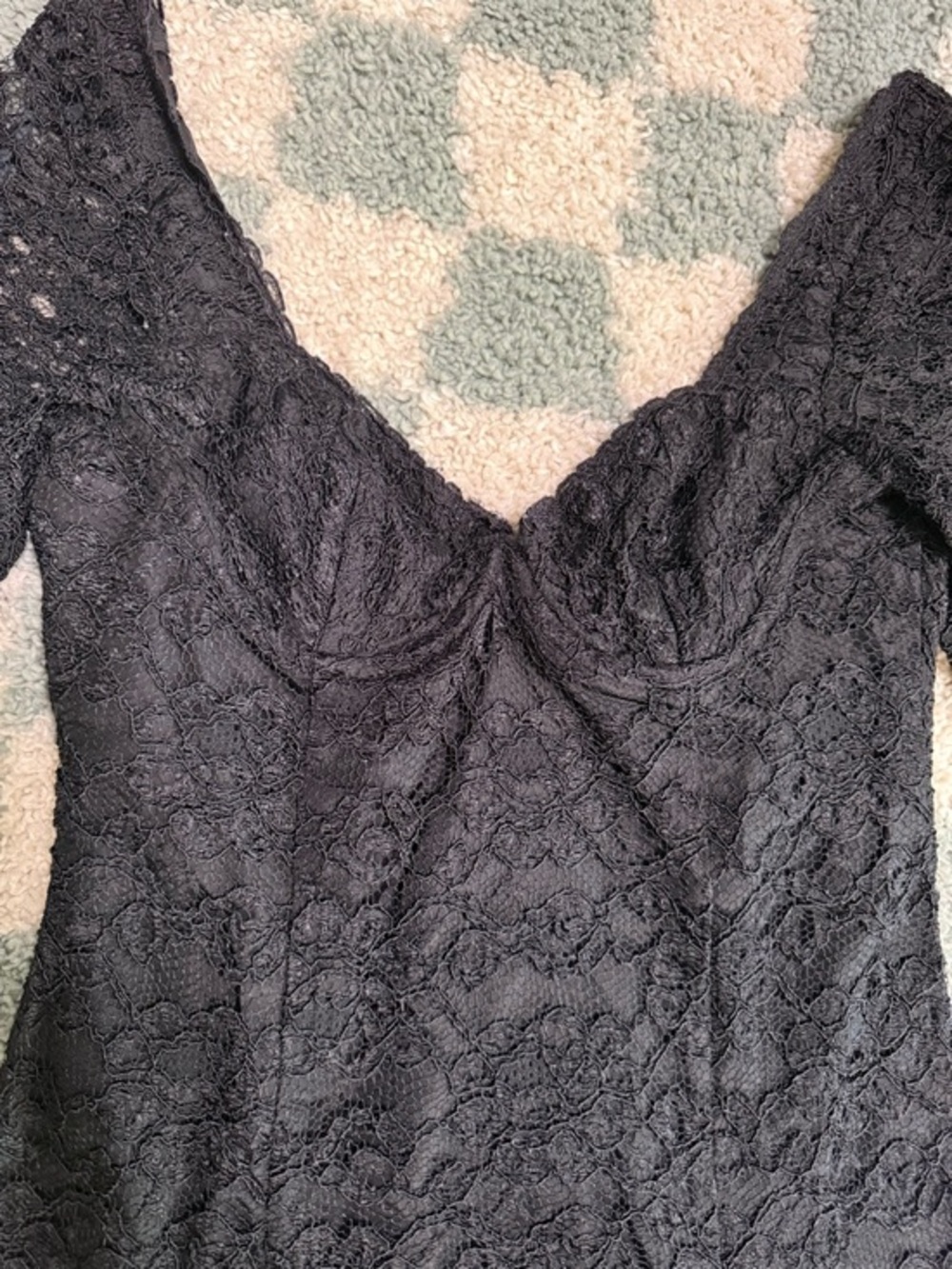 MODA INTERNATIONAL Vintage Mini Dress Black Lace Scoop Back Y2K Victorian Gothic